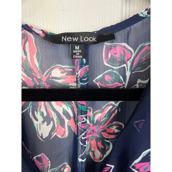 New Look Chiffon Long Sleeve Blue Floral Maxi Dress Size Medium Bohemian - Picture 4 of 10